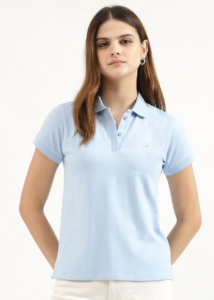 Women Polo Collar Extended Sleeves T-shirt