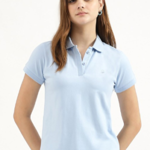 Women Polo Collar Extended Sleeves T-shirt