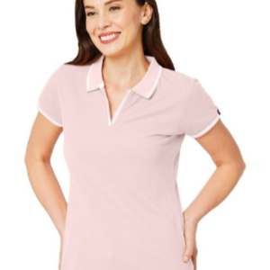 Women Solid Polo Collar Cotton T-shirt